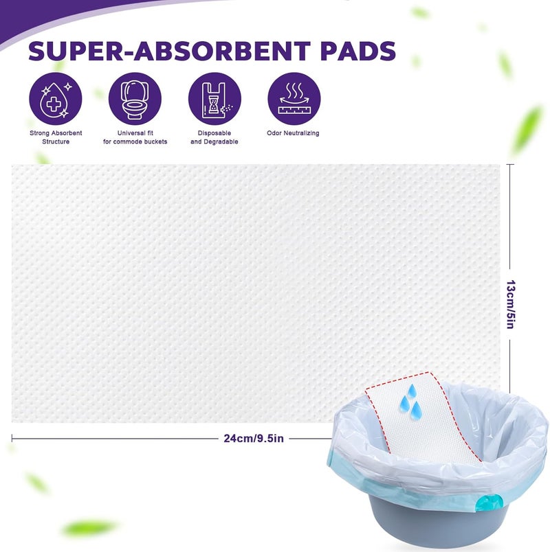 OUMEE 100PCS Lavender Scented Commode Absorbent Pads for Bedside Commode Bucket - Medical Grade Commode Pads with Absorbent Gel, Potty Liner Pads for Adults Seniors Portable Toilet Pad Bedpans - Image 4